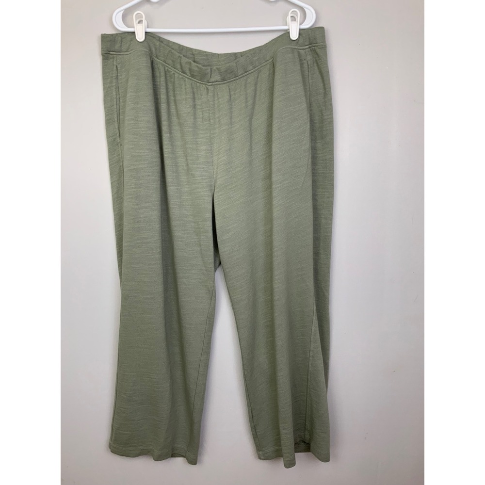 J. Jill Pure Sz 2X 100% Organic Cotton Sage Green Pull On Pants Pockets Straight